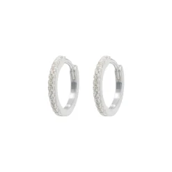 Emilia by Bon Dep Emilia Medium Hoops Silver White