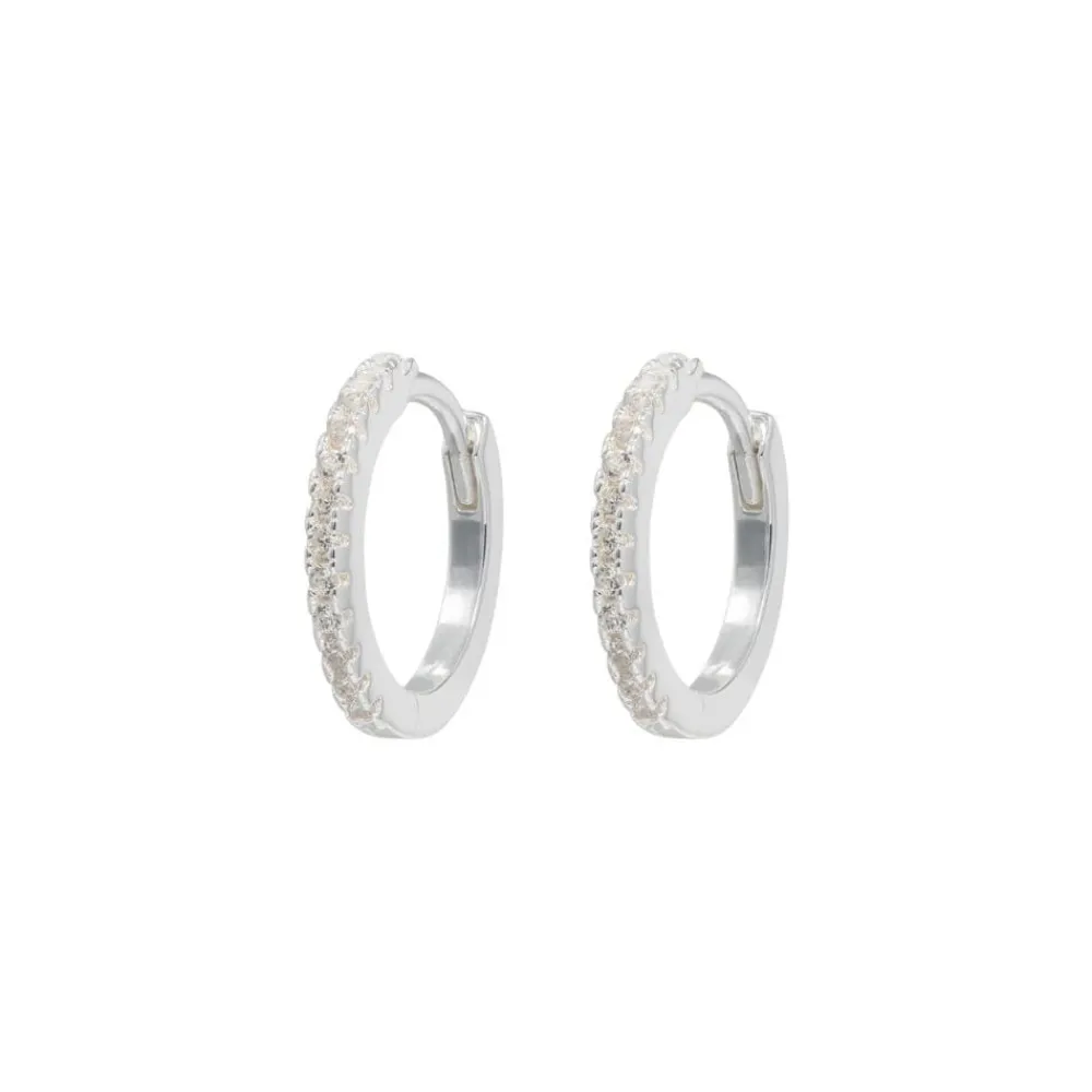 Emilia by Bon Dep Emilia Medium Hoops Silver White