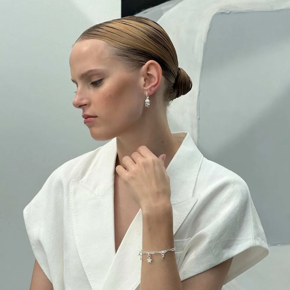 Emilia by Bon Dep Emilia Medium Silver Hoops Best