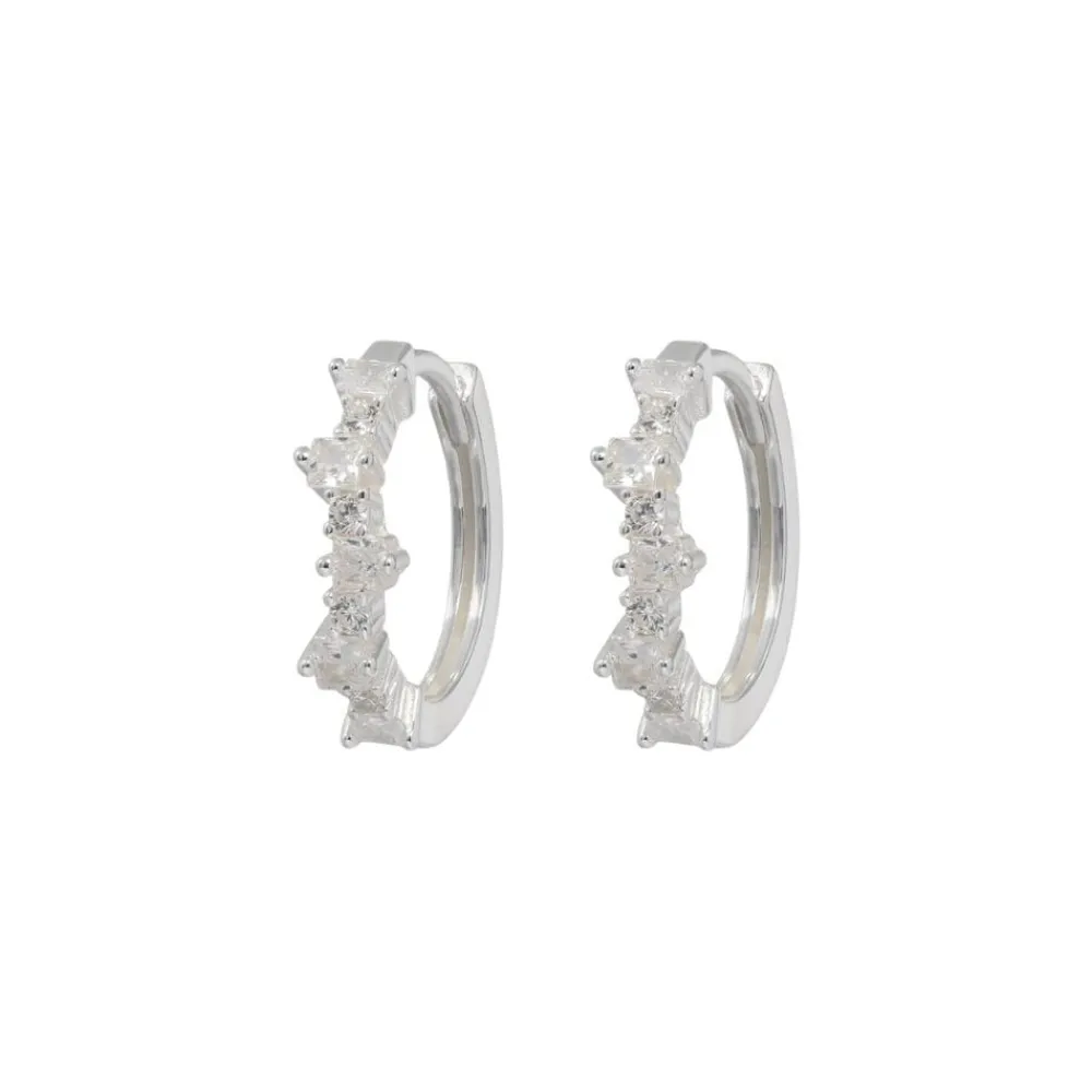 Emilia by Bon Dep Emilia Mixed Medium Hoops Silver New