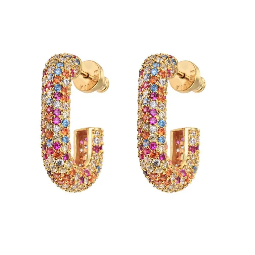 Emilia by Bon Dep Emilia Square Chunky Hoops Multi Discount