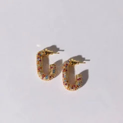 Emilia by Bon Dep Emilia Square Chunky Hoops Multi Discount