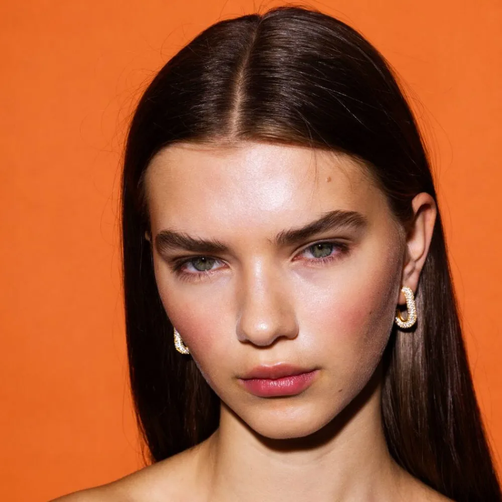 Emilia by Bon Dep Emilia Square Chunky Hoops White Discount